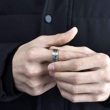 Load image into Gallery viewer, 8mm Steampunk Titanium Gear Wheel Pinion Bolts Ring Black Zirconium Wedding Band Rivet