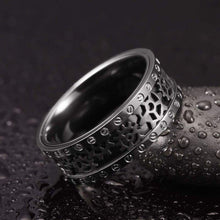 Load image into Gallery viewer, 8mm Steampunk Titanium Gear Wheel Pinion Bolts Ring Black Zirconium Wedding Band Rivet