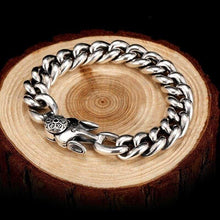Load image into Gallery viewer, 925 Silver Bracelet Punk Charm Sterling Silver Spring Clasp Link Chain Bracelet Men Jewelry For 2017
