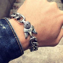 Load image into Gallery viewer, 925 Silver Bracelet Punk Charm Sterling Silver Spring Clasp Link Chain Bracelet Men Jewelry For 2017