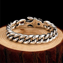 Load image into Gallery viewer, 925 Silver Bracelet Punk Charm Sterling Silver Spring Clasp Link Chain Bracelet Men Jewelry For 2017
