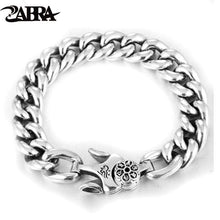 Load image into Gallery viewer, 925 Silver Bracelet Punk Charm Sterling Silver Spring Clasp Link Chain Bracelet Men Jewelry For 2017