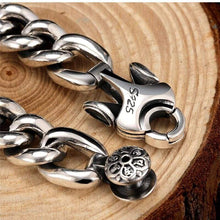 Load image into Gallery viewer, 925 Silver Bracelet Punk Charm Sterling Silver Spring Clasp Link Chain Bracelet Men Jewelry For 2017
