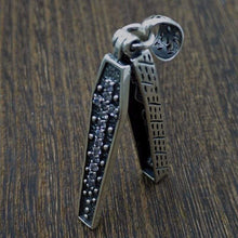 Load image into Gallery viewer, 925 Silver Cross Open Coffin Skull Pendant White Cubic Zirconia Skeleton Pendants Biker Necklace Sterling Gothic Jewelry
