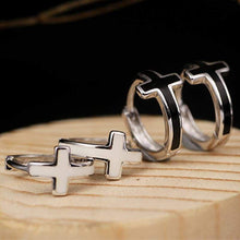 Load image into Gallery viewer, 925 Silver Ear Clip Female Fashion Earrings Small Black Mens Women White Punk Rock Ear Ring Cross Male Earrings