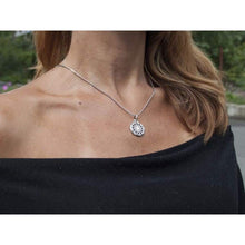 Load image into Gallery viewer, 925 Sterling Silver Black Sun Wheel Necklace Sonnenrad Pendant Occult Symbol Kolovrat Warrior Amulet Talisman Pagan Norse Viking Jewelry for Men Women/Handmade