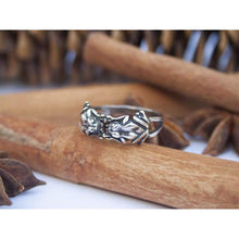 Load image into Gallery viewer, 925 Sterling Silver Double Little Frogs Ring Fashion Casual Rings Handmade Frog Animal Jewelry Money Attraction Wealth Abundance Talisman Gifts for Women Size 7
