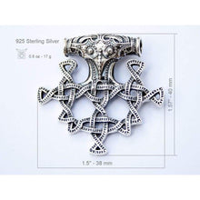 Load image into Gallery viewer, 925 Sterling Silver Hiddensee Thors Hammer Pendant or Various Chain Necklace Viking Cross Odins Mjolnir Symbol Mens Nordic Norse Jewelry Gift for Men Handmade Replica/Add Option-Silver Chain