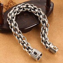 Load image into Gallery viewer, 925 Sterling Silver Link Chain Thick Men Bracelet Vintage Thail+ Handmade Rock Biker Mens Bracelets 2017