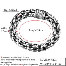 Load image into Gallery viewer, 925 Sterling Silver Link Chain Thick Men Bracelet Vintage Thail+ Handmade Rock Biker Mens Bracelets 2017