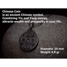 Load image into Gallery viewer, 925 Sterling Silver Lucky Coin Necklace Ancient Chinese Coins Money Pendant Evil Eye Good Luck Charm Feng Shui Attract Fortune Amulet Talisman Jewelry Gift for Men Women/Handmade