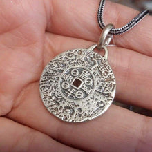 Load image into Gallery viewer, 925 Sterling Silver Lucky Coin Necklace Ancient Chinese Coins Money Pendant Evil Eye Good Luck Charm Feng Shui Attract Fortune Amulet Talisman Jewelry Gift for Men Women/Handmade