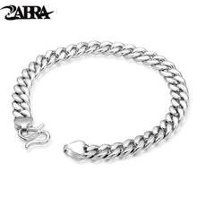 Load image into Gallery viewer, 925 Sterling Silver Mens Bracelet 7mm Wide High Polish Rock Trendy Hiphopboy Wrist Band Hand Chain Jewelry Gift