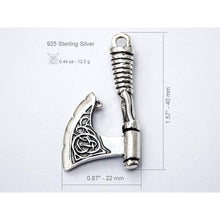 Load image into Gallery viewer, 925 Sterling Silver Men's Nordic Axe Necklace for Men Norse Pendant with Celtic Knot Handmade Wiccan Viking Jewelry Perfect Father's Day Gift/Additional Option -Sterling Silver Chains