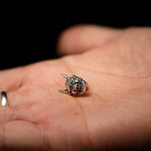 Load image into Gallery viewer, 925 Sterling Silver Skull Stud Mens Earrings White (Cubic Zircon) Stone Eye World of Warcraft Biker Rock Gothic Jewelry