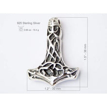 Load image into Gallery viewer, 925 Sterling Silver Thors Hammer Necklace Mjolnir Pendant Men's Scandinavian Amulet Handmade Celtic Norse Jewelry for Men Perfect Father's Day Gift/Additional Option -Sterling Silver Chains