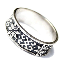 Load image into Gallery viewer, 925 Sterling Silver Viking Ring Alatyr Unique Norse Wedding Band Rings for Men Women Celtic Pagan Jewelry Ancient Good Energy Amulet Wiccan Slavic Solar Symbol/Handmade