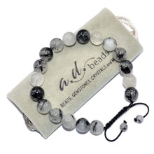 Load image into Gallery viewer, AD Beads Natural 10mm Gemstone Bracelets Healing Power Crystal Macrame Adjustable 7-9 Inch (Rutilated Quartz) - Art and Craft Supply