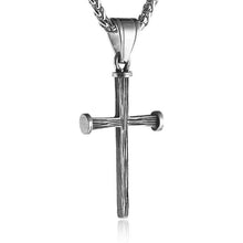 Load image into Gallery viewer, Antique Nail Cross Stainless Steel Pendants Christian Necklace (Silver)