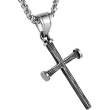 Load image into Gallery viewer, Antique Nail Cross Stainless Steel Pendants Christian Necklace (Silver)