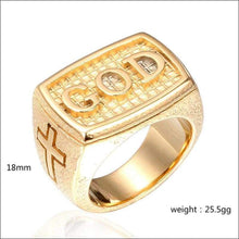 Load image into Gallery viewer, Antique Silver GOD Inscribed Religous Cross Ring for Men