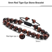 Load image into Gallery viewer, Anxiety Bracelet for Men Red Bead - 8mm Tiger Eye Stone Beads Bracelet Adjustable Natural Matte Agate Onyx Yoga Essential Oils Anxiety