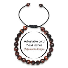 Load image into Gallery viewer, Anxiety Bracelet for Men Red Bead - 8mm Tiger Eye Stone Beads Bracelet Adjustable Natural Matte Agate Onyx Yoga Essential Oils Anxiety