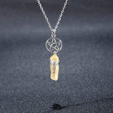 Load image into Gallery viewer, Aura Quartz Wicca Pendant Necklace Rough Stone Raw Stone Crystal with 70cm Chain