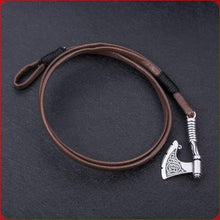 Load image into Gallery viewer, Axe Bracelet Viking Slavic Perun Axe Pendant Mens Multi-Layer Leather Wrap Bracelet (G-Axe Brown)... - Pendant Necklace