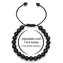 Load image into Gallery viewer, Beaded Bracelets for Men Black Onyx - 8mm Tiger Eye Stone Beads Bracelet Adjustable Natural Matte Agate Onyx Yoga Essential Oils Anxiety