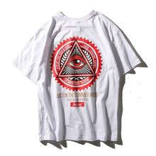 Load image into Gallery viewer, Bebovizi Brand Men Hip Hop Geometry Triangle T Shirts illuminati Eye of Godfather Printed Street Wear Tops Tees Yellow Tshirt - 200000783