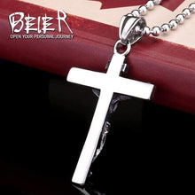 Load image into Gallery viewer, BEIER Christ Jesus Pendant Necklace 316L Stainless Steel Cross Chain Heavy Men Jewelry Gift Religious Jewelry BP8-083