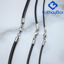 Load image into Gallery viewer, Black Genuine Leather Cord and Stainless Steel Rope Chain Necklace (Unisex) - Pendant Necklace