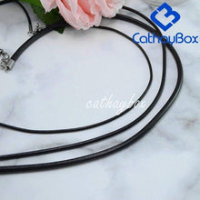 Load image into Gallery viewer, Black Genuine Leather Cord and Stainless Steel Rope Chain Necklace (Unisex) - Pendant Necklace
