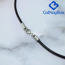 Load image into Gallery viewer, Black Genuine Leather Cord and Stainless Steel Rope Chain Necklace (Unisex) - Pendant Necklace
