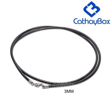 Load image into Gallery viewer, Black Genuine Leather Cord and Stainless Steel Rope Chain Necklace (Unisex) - Pendant Necklace