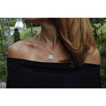 Load image into Gallery viewer, Black Sun Wheel Sterling Silver Pendant Necklace for Men Women Occult Wiccan Pagan Sonnenrad Kolovrat Warrior Talisman Solar Amulet Norse Handcrafted Jewelry/Additional Option -Sterling Silver Chains