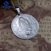 Load image into Gallery viewer, Catholic Gift Lady of Guadalupe Round Pendant Silver Gold Tone Medal Necklace Chain 24 - Pendant Necklace