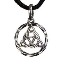 Load image into Gallery viewer, Celtic Triquetra Trinity Knot Pendant Necklace 925 Sterling Silver Infinity Circle Symbol Charm Good Luck Endless Love Amulet Irish Witchcraft Jewelry for Women Handmade/Option - Silver Chains