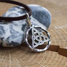 Load image into Gallery viewer, Celtic Triquetra Trinity Knot Pendant Necklace 925 Sterling Silver Infinity Circle Symbol Charm Good Luck Endless Love Amulet Irish Witchcraft Jewelry for Women Handmade/Option - Silver Chains