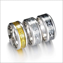 Load image into Gallery viewer, religous-jesus-cross-ring-amulet-jewlry-gold-black-rosegold-stainless-steel-letter-initials-letter-monogram-bible-rings-women-5-colors