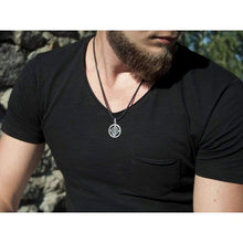 Load image into Gallery viewer, Circle of Life Pendant Occult Solar Symbol Necklace 925 Sterling Silver Choker Ancient Slavic Sun Energy Amulet Esoteric Buddhist Hindu Jewelry for Men Women