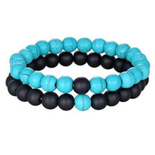 Load image into Gallery viewer, Classy Couples Bracelet Set - 7 Colors - Turquoise / Matte Black - Bracelet