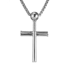 Load image into Gallery viewer, Cross Necklace by Pendant Men Sports Stainless Steel Necklace and Baseball Cross Necklaces Boys Gift