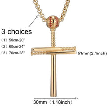 Load image into Gallery viewer, Cross Necklace by Pendant Men Sports Stainless Steel Necklace and Baseball Cross Necklaces Boys Gift
