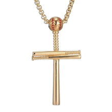Load image into Gallery viewer, Cross Necklace by Pendant Men Sports Stainless Steel Necklace and Baseball Cross Necklaces Boys Gift