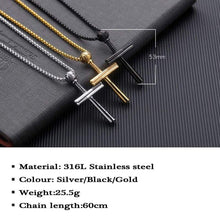 Load image into Gallery viewer, Cross Necklace for Men WomenAthletes Cross Pendant Sports Stainless Steel Baseball + Baseball Bat - 7454927011