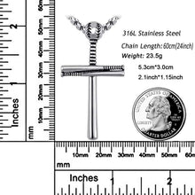 Load image into Gallery viewer, Cross Necklace for Men WomenAthletes Cross Pendant Sports Stainless Steel Baseball + Baseball Bat - 7454927011