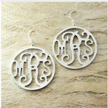 Load image into Gallery viewer, Custom Monogram Earrings with circle around hand stamped earrings alloy earrring Gold color - Ear Jewelry