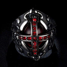 Load image into Gallery viewer, religous-jesus-cross-ring-amulet-jewlry-gold-black-rosegold-stainless-steel-letter-initials-letter-monogram-bible-rings-women-5-colors